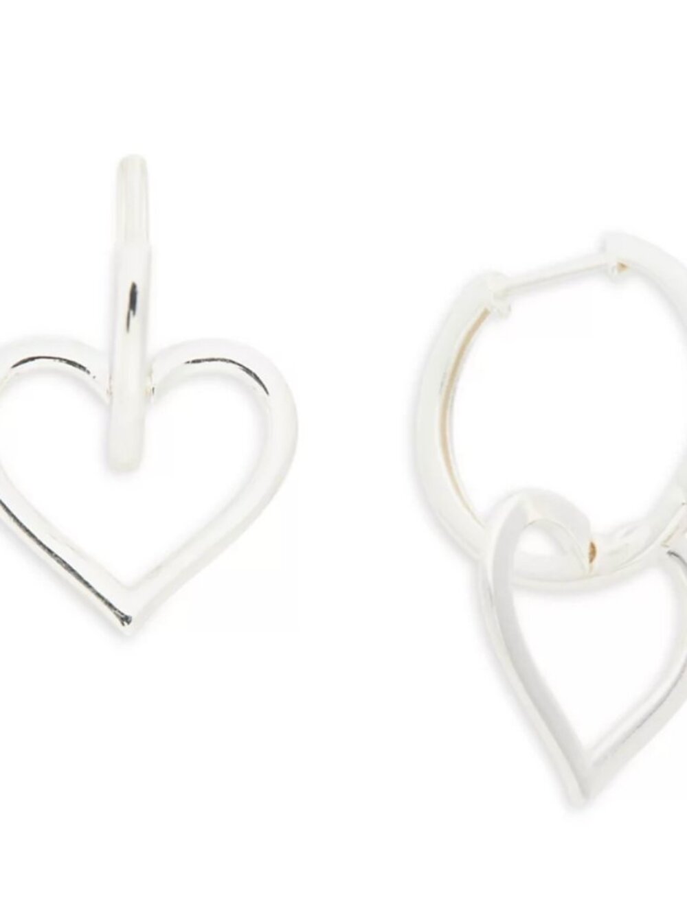 Aqua Sterling Silver Heart Charm Huggie Hoop Earrings - Exclusive